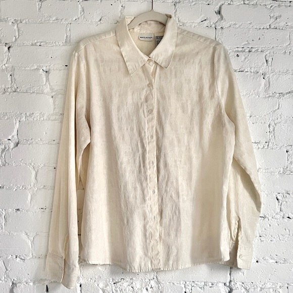 Vintage white stag off white floral pattern button up shirt - Picture 1 of 6